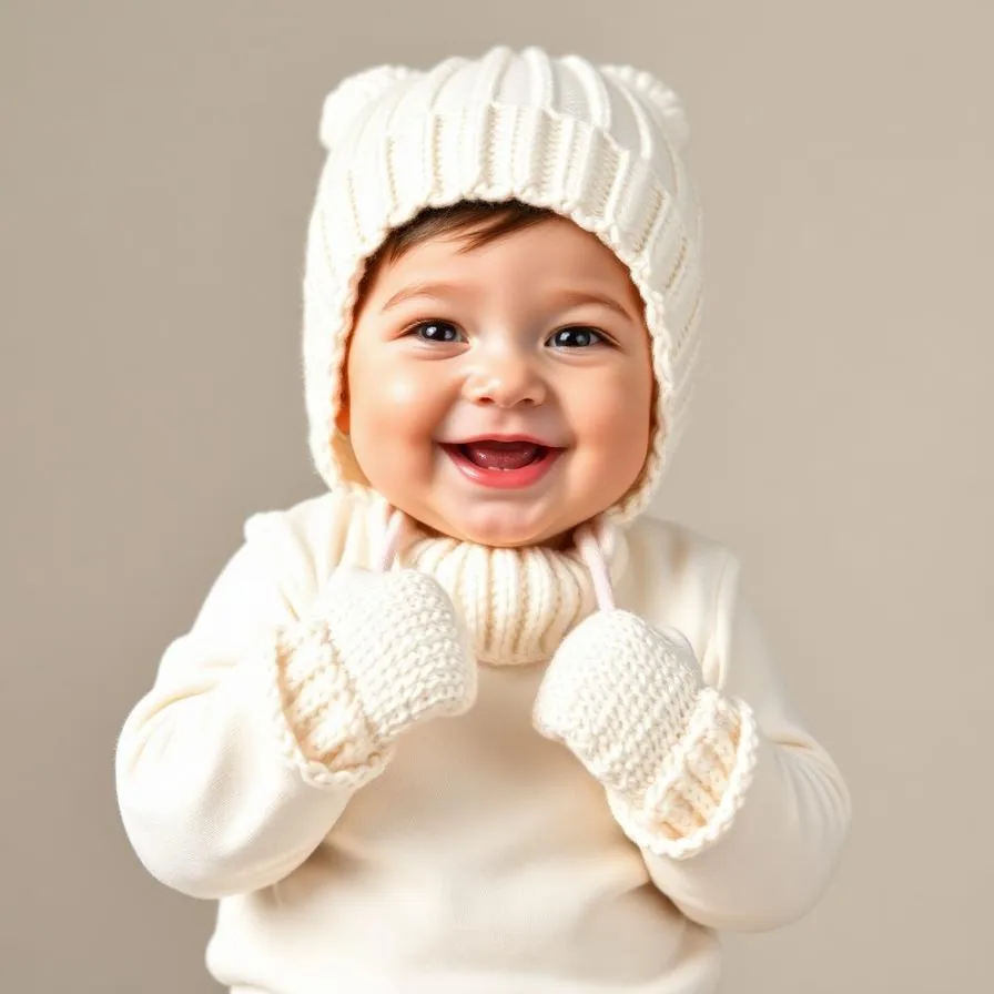 Unisex newborn clothing sets knit cap and mittens cheerful baby